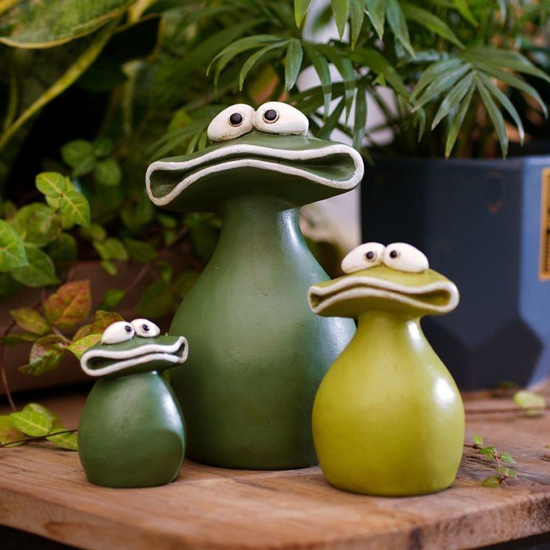 Süßer Frosch Drei-Familien-Dekorationsornament Großmaulfrosch Tier Kreativität Spaß Hof Gartenornament Geschenk