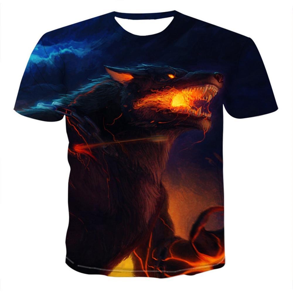 Herrenbekleidung 2021 Neuestes Harajuku Wolf 3D-Druck Cooles T-Shirt Herren/Damen Kurzarm Sommer Tops Tees Tier Mode T-Shirt Heiß