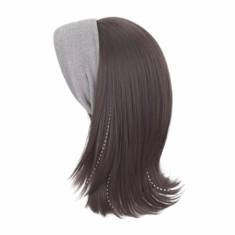 Korean Style Synthetic Wide Knit Headband Wigs Hair Hoop Short Wavy Bob Hair  Party