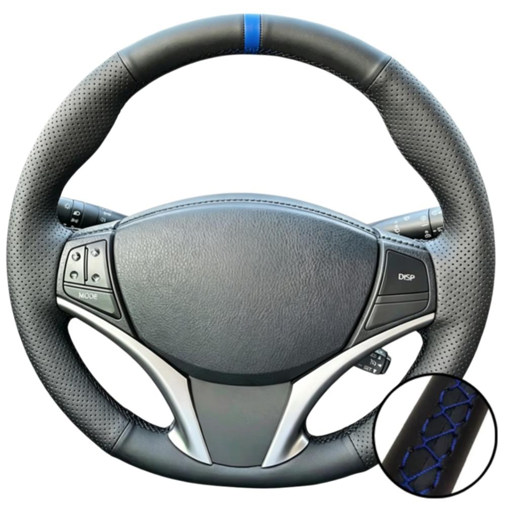 Hand Stitched Wear Resistant Perforated Non-slip Artificial Leather 2014-2016 Steering Wheel Cover For Toyota Yaris Vios