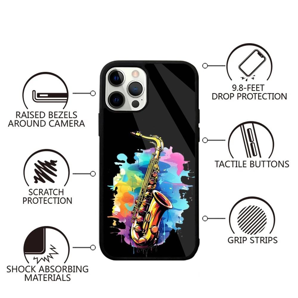 Saxophone Music Phone Case For iPhone 15,14,13,12,11,Plus,Pro,Max Mini Magsafe Magnetic Wireless Charging