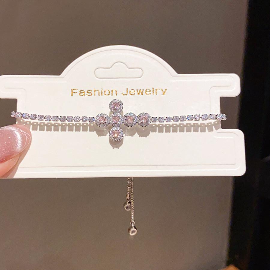 

Geometric Zircon Cross Pendant Bracelet For Women With Elegant Style Gift For Ladies
