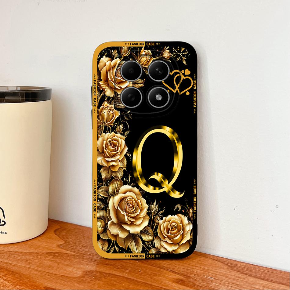 Case For Poco M8 Pro / Poco M5 M5S Fashion Rose Letters Soft Liquid Silicone Phone Shell For Poco M 8 M 5 Lightweight Funda