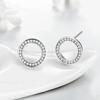 New Temperament Sweet Circle Stud Earrings for Girls Full Paved Shiny CZ Stone Delicate Women's  Gift Trendy Zircon