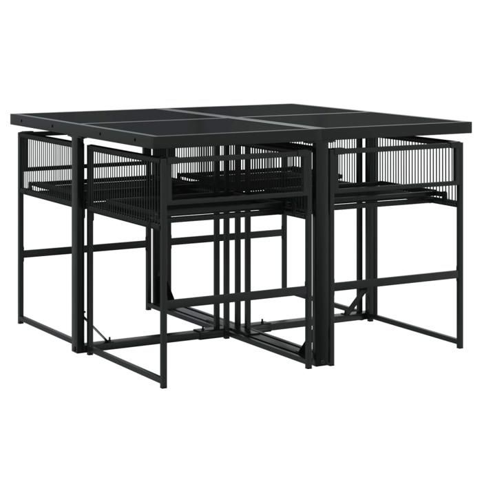 VidaXL Ensemble à manger de jardin 5 pcs Noir Résine tressée, ensemble à manger d'extérieur, meuble à manger de jardin, 3295048