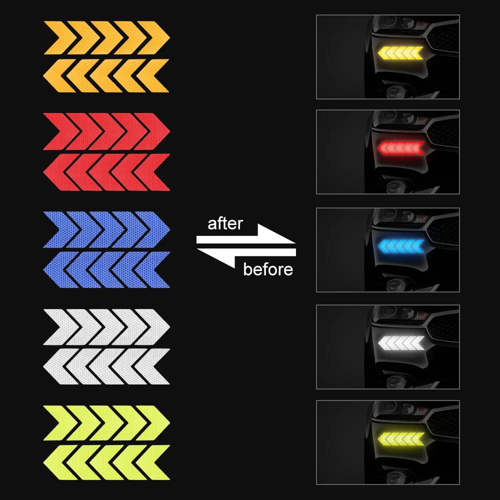 High Reflective Car Safety Reflective Arrow Stickers Car Motorcycle Truck Helmet Safe Warning Markers Decals Auto Exterior Decor
