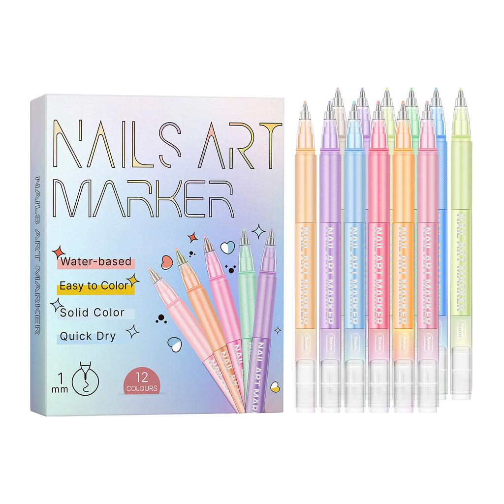 12 Color Nail Polish Pen Set  DIY Nail Pen Lines Art  DIY Nail Creation Pen  1 Box/12ml