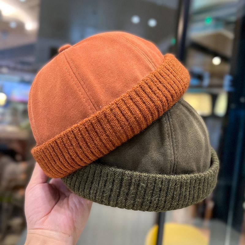 Herbst Winter Warme Mütze Street Hip Hop Hut Herren Schirmmütze Vintage Schirmlose Vermieterhut Gestrickt Unisex Verstellbare Docker-Mütze