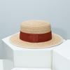 Korean New Raffia Flat Top Sun Hat For Women, Spring Summer Beach Travel Uv Protection Hat