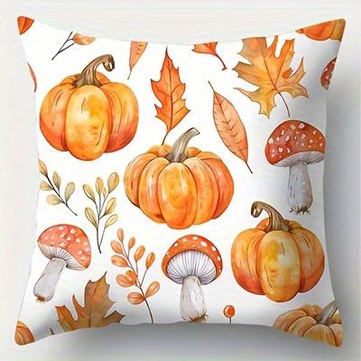 Heimdeko Herbstkürbisse Mit Schleife Druck Kissenbezüge Muster Kissenbezug Geeignet Für Sofa Schlafzimmer Auto Kissenbezug