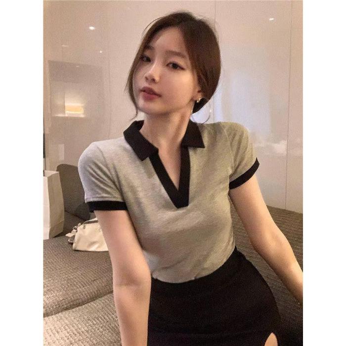 Summer Blouse Short Ins Design Sense Niche Pure Desire Short-sleeved T-shirt Women