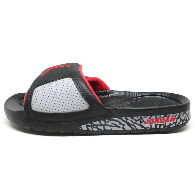 New JORDAN Hydro Iii Retro 'Black Red' Slippers Gs AH8108-003