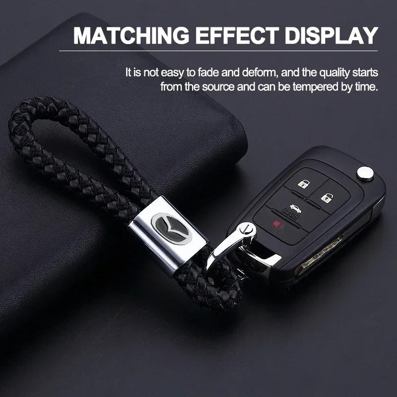 Car Woven Rope Keychain Ornaments Leather Keyring Gifts For Mazda 2 3 6 5 Atenza CX3 CX5 MX5 CX7 Axela CX30 CX90 CX60 CX50 MX30