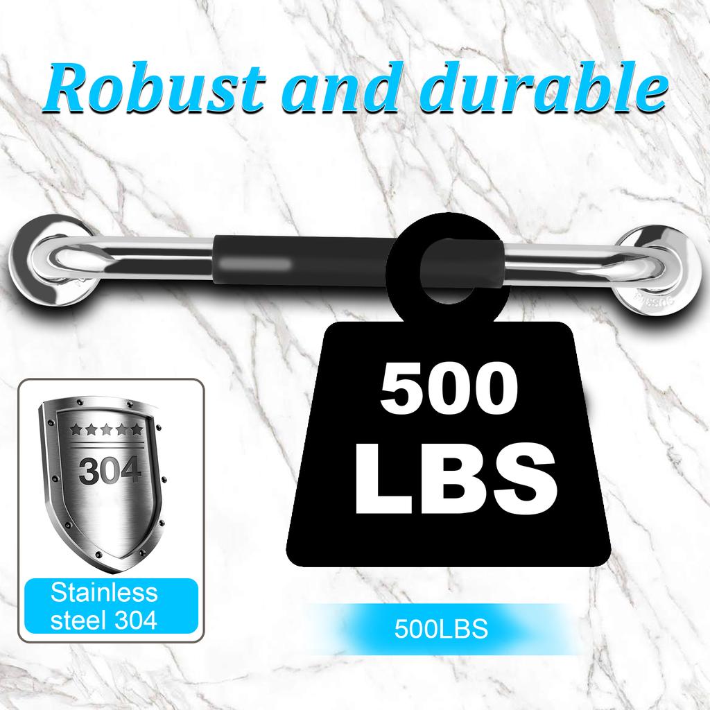 Madlo na vanu 30/40 cm, nerezová sprchová rukojeť s protiskluzovým silikonovým úchopem, nástěnná protiskluzová bezpečnostní rukojeť