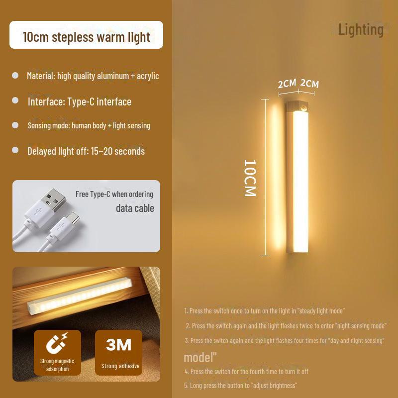 

Перезаряжаемая светодиодная лента с датчиком движения для шкафов и гардеробов 100MM