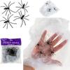 Artificial Spider Web For Halloween Decoration Ornament + 4 Spiders White