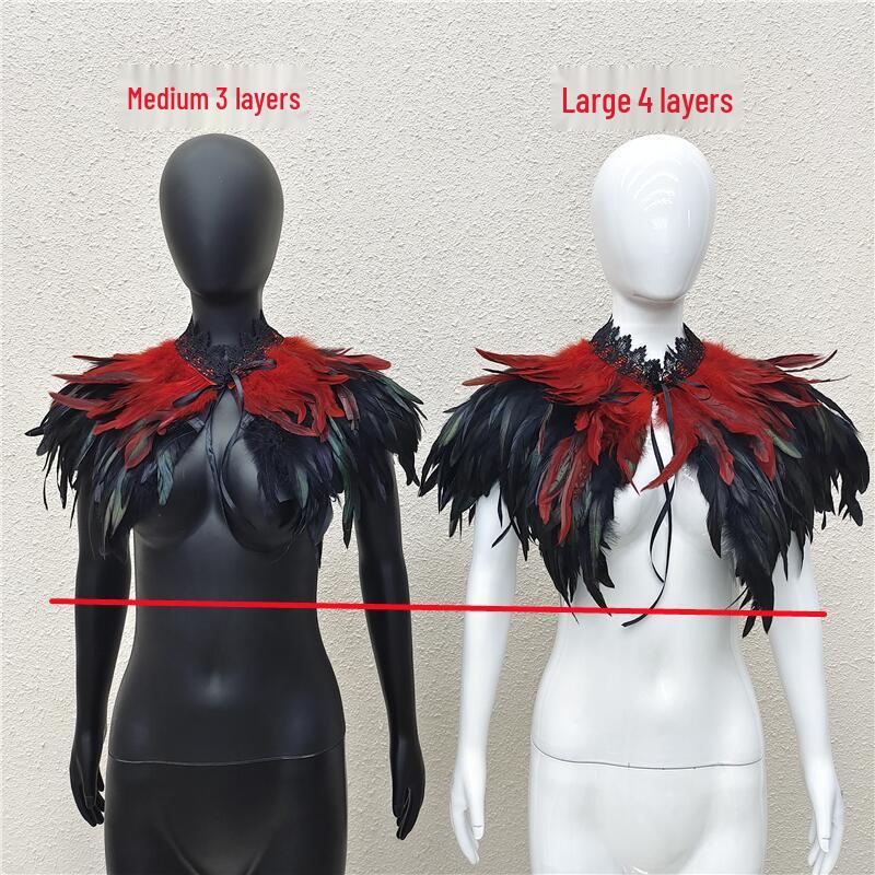 Halloween Masquerade Feather Cape Shawl Bolero with Optional Multi-Color Choices