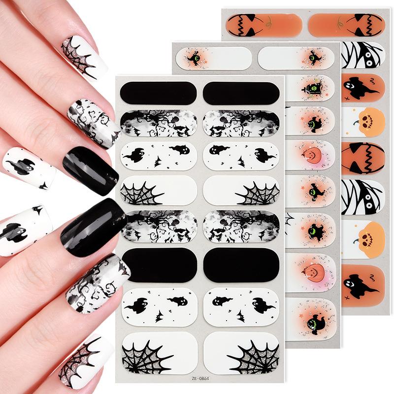1Sheet Halloween Nail Stickers Waterproof European And American Cartoon Children'S Cute No Bake Night Light Nail Decoration