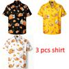 Summer Fashion Beer Hamburger Cat Printing Shirt Hawaiian Beach Vacation Clothing Men's Street Style Shirt Daily Men's and Women's Shirt