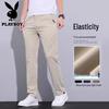 PLAYBOY Pantalon Décontracté Droit en Soie Glacée pour Homme