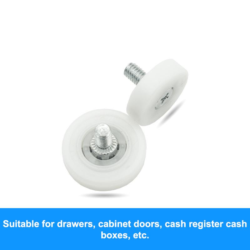 Smooth Sliding Drawer Bearing Pulley 4Pcs with Screw M6 External Thread Wear Resistant Wheels for Closet Cabinet Moving