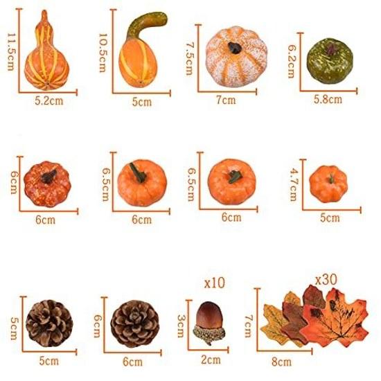 Halloween decorations 50PCS mini pumpkins fake pine cones acorns autumn leaves combination ornament set Thanksgiving seasonal parties stores rooms