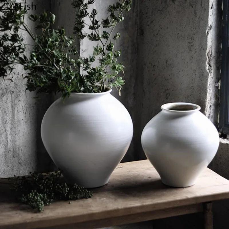 Creative White Ceramic Vase Minimalism Flower Pots Desk Decoration Flowers Arrangement Floral Vases Room Aesthetic Decor