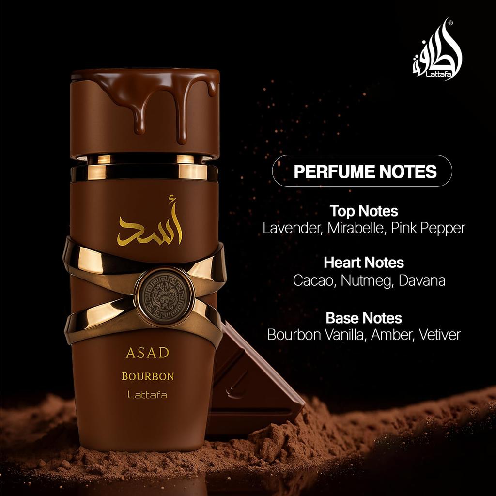 Lattafa Asad Bourbon for Unisex Eau De Parfum Spray, 3.4 Ounce / 100 Ml | for Unisex