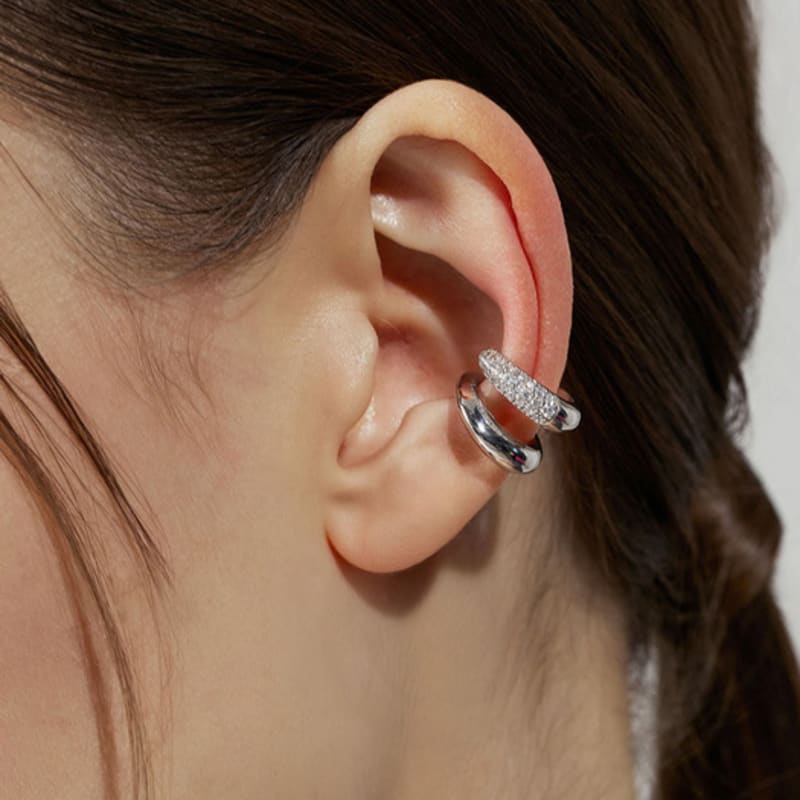 Hyeres-lor Claw Silver (W) Half Pave Ear Cuff HL2E4B212W9XXX