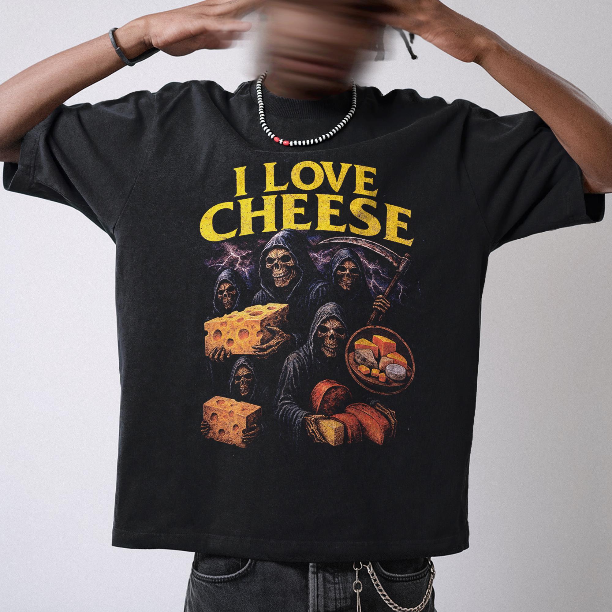 

Funny Skeleton I Love Cheese TShirt Sarcastic Meme Graphic Tee Summer Mens and Womens Loose and Breathable Tshirt Top 4XL