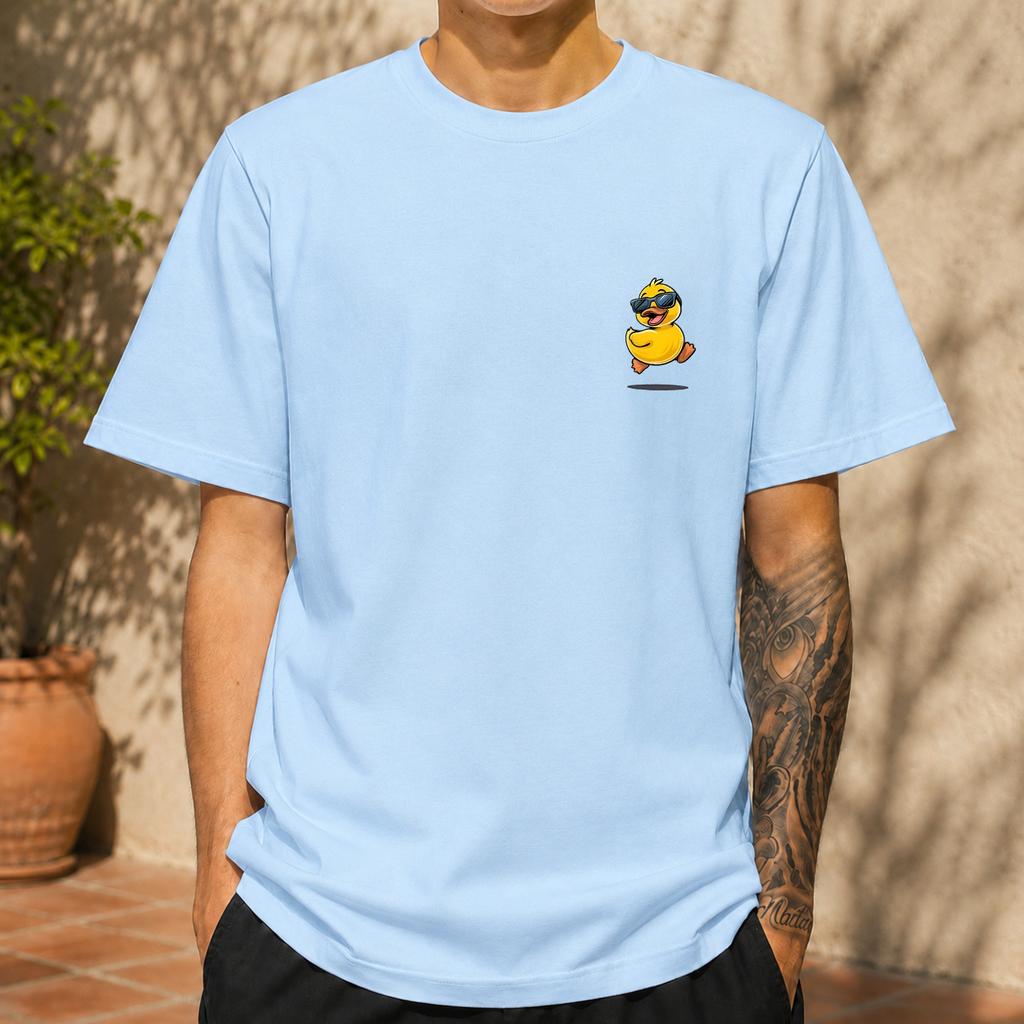 2026 New Cotton Tshirt With Cute Little Yellow Duck Sunglasses Print On The Left Chest Versatile Casual Short Sleeve Top