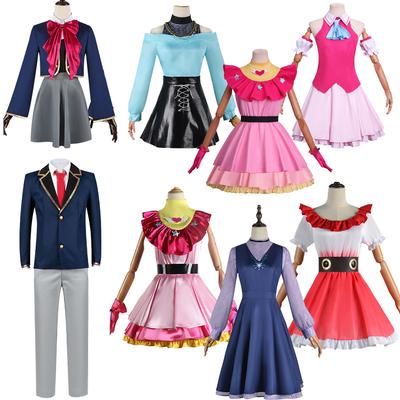 Japanischer Anime Oshi No Ko Mädchen Hoshino Ai Cosplay Kostüm Karneval Vintage Rosa Lolita Kleid Rubii Akuamarin Schuluniform Perücke
