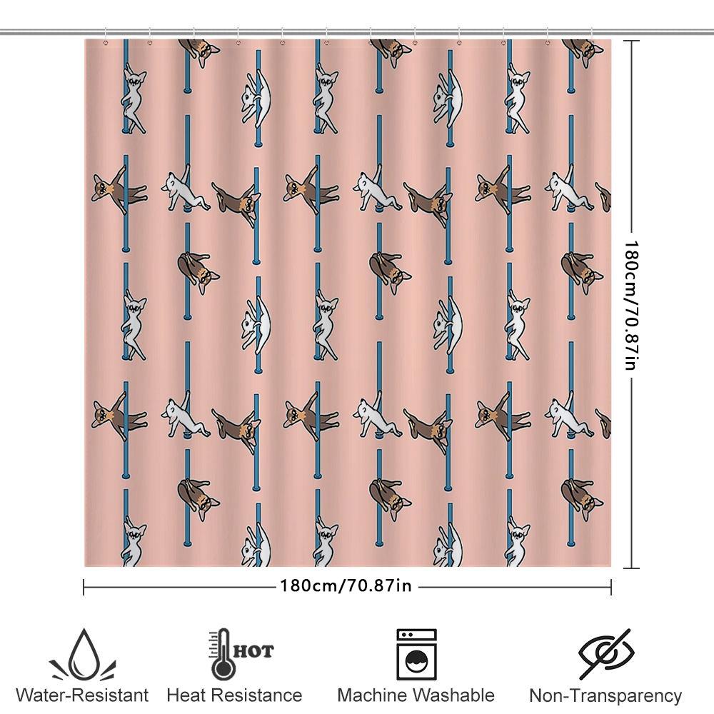 Cute Cat Shower Curtain Waterproof Bathroom Decor Farmhouse Style Animal Pattern Fabric Liner Vintage Washable Home Textile