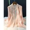 Chinesische Tang-Jacke im Retro-Stil mit Bluse im Blumenstickerei-Stil