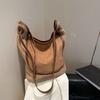Women Large Capacity Lamb Wool Furry Bucket Shoulder Crossbody Daily Tote Bag
