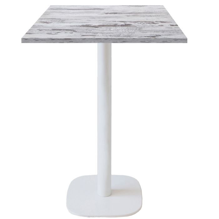 Mange-debout 60 x 60 cm - modèle Round pied blanc chêne Islande