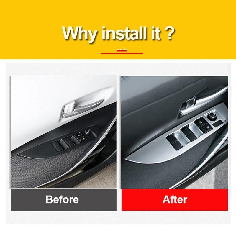 ABS Car Door Armrest Window Lift Cover Protector Trim Decoration For Toyota Corolla    2022 E210 12th Accessories
