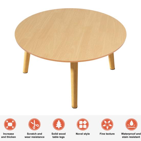 Household Small Apartment Dining Table, Simple Round Kitchen Table, Nordic Style Food Table, with Smooth Surface, 4 Wood Legs