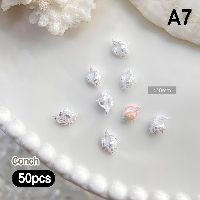 

50 шт. Летние стразы для нейл-арта Морские charms для ногтей Ракушка Морская звезда Раковина Морская серия 3D Пляжный дизайн ногтей Аксессуары Маникюр DIY A7
