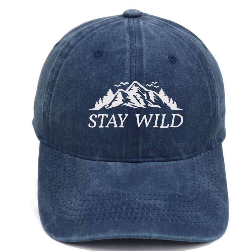 Stay Wild Mountain Embroidered Baseball Cap With Soft Top For Outdoor Sunshade