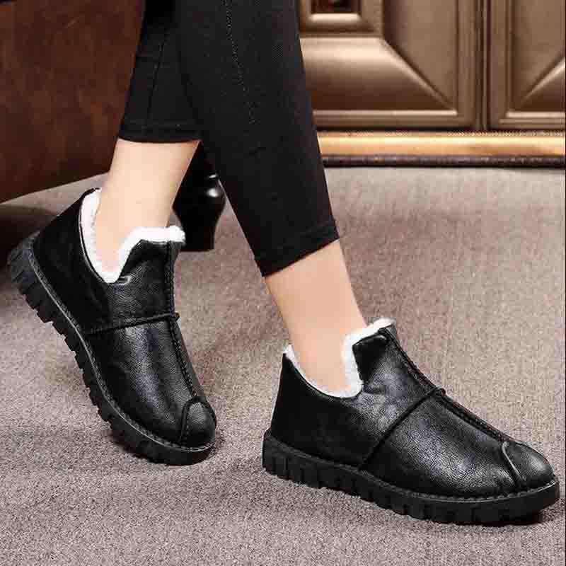 Scarpe invernali da donna imbottite in cotone Plus velluto in pelle spessa  impermeabile antiscivolo coreano per il tempo libero All-match Peas Scarpe  madre acquista in modo economico — spedizione gratuita, recensioni reali