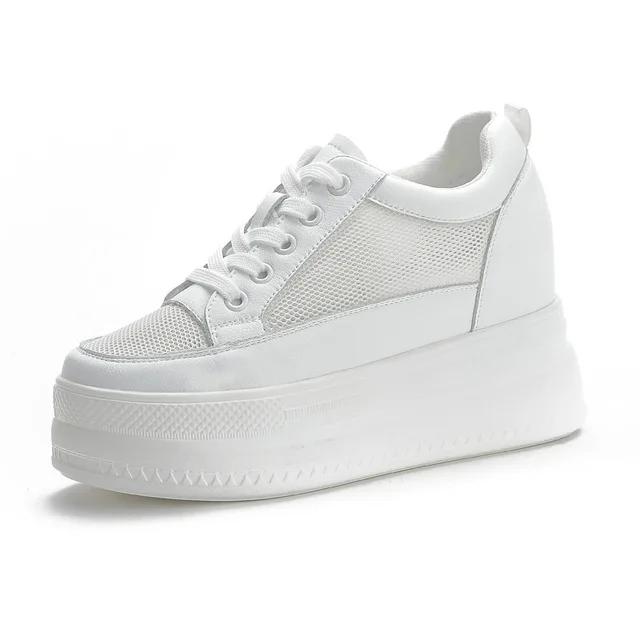 

Обувь для отдыха из натуральной кожи белого цвета, женские дышащие кроссовки, обувь на увеличенной платформе, повседневная обувь, женская вулканизированная обувь 39