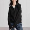 2026 Autumn/Winter Women's Casual Loose Half-Zip Textured Knit Top