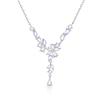 [FANCIME] Women's Wisteria Necklace "Fuji Hana No Miyabi" Y-shaped Necklace with Wisteria Motif, High-Quality Zirconia, Purple Silver S925, Pure Silve