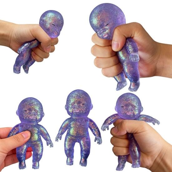 Glitter Babies Stress Relief Toy Slow Rising Anxiety Relieving Mini Baby Squeeze Toy Soft Stretchy Relaxation Stress Ball Fidget Toy