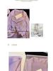 Women's Silky Purple Ice Silk Pajamas Set - Long-Sleeved Cardigan and Pants