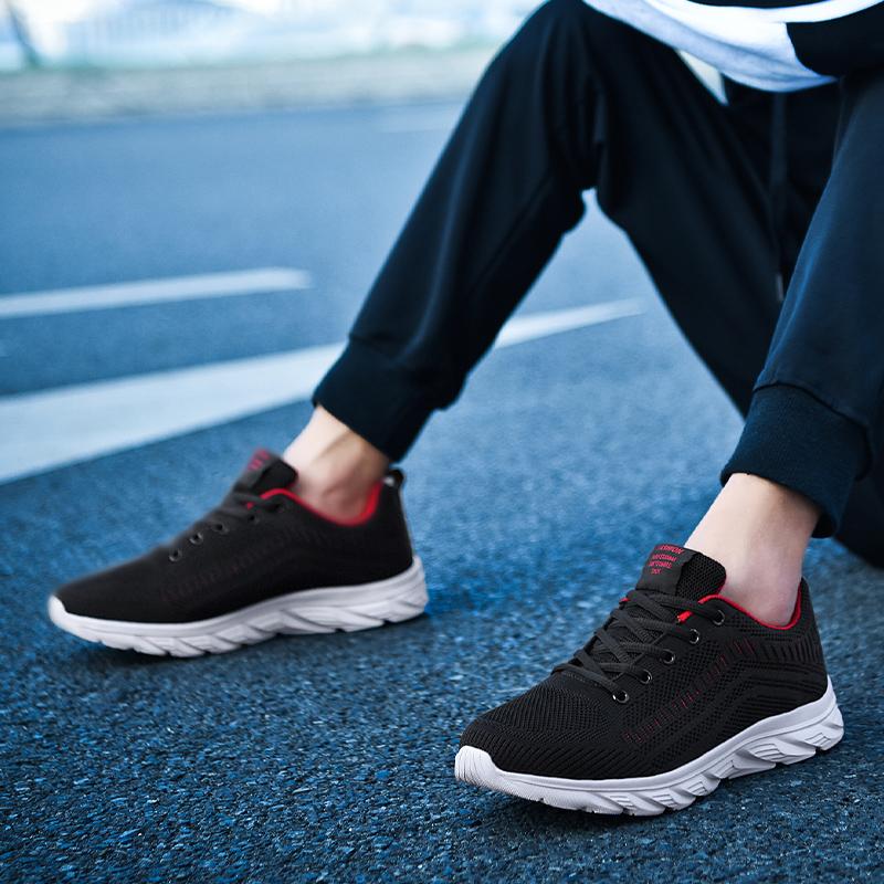 Knitted Running Shoes Men's Lightweight Casual Sneakers Minimalist Jogging Traveling Shoes Elastic Trainers Walking Flats