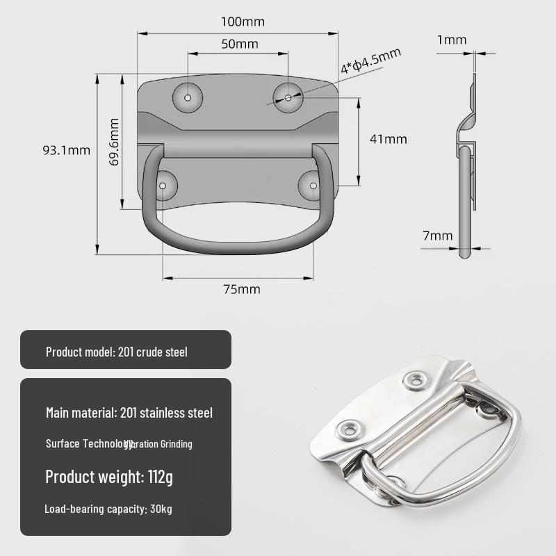 304 Stainless Steel Folding Ring Handle for Aviation or Industrial Aluminum Cases
