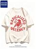 Unisex Vintage T-Shirt Lustiges radikalisiert durch grundlegende Anständigkeit Meme T-Shirt Unisex Streetwear Baumwolle Oversized T-Shirt Unisex Kurzarm