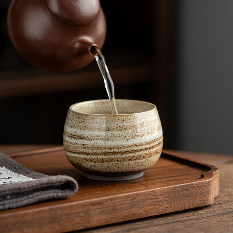 Retro Hand-Painted Aged Rock Clay Teacup